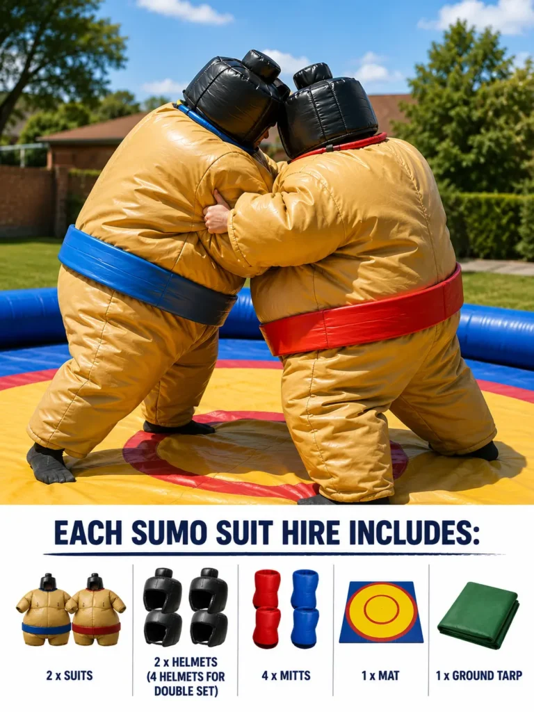 Sumo suit hire Sydney - two wrestlers on mat