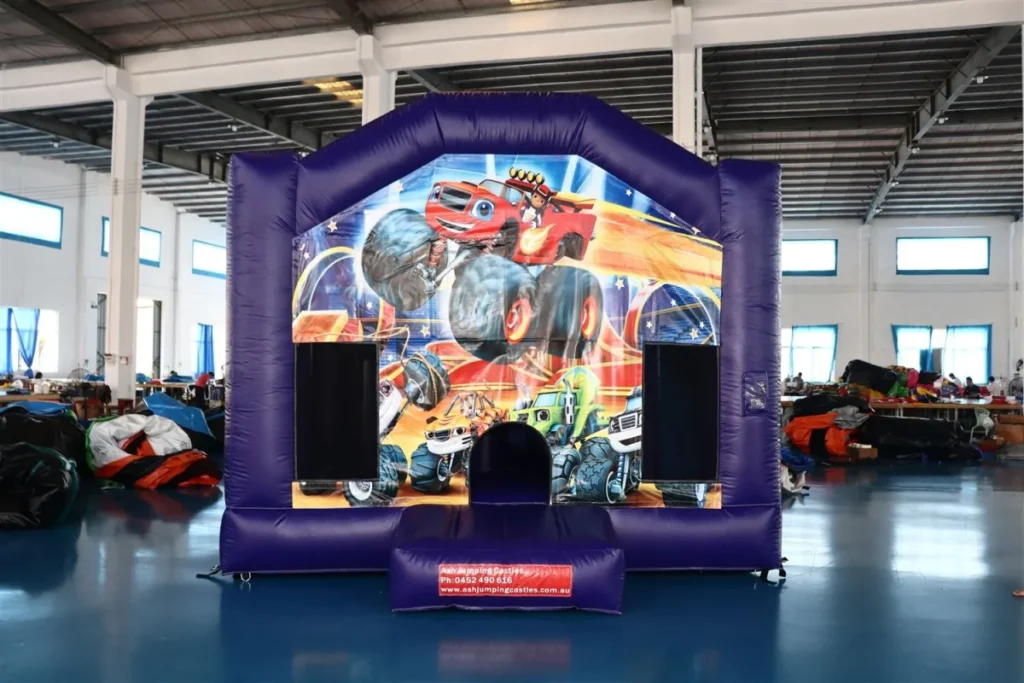 Blaze and the Monster Machines themed jumping castle, available for hire in Kellyville