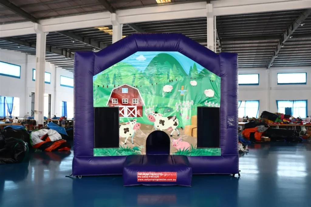 Farm animals themed jumping castle, available for hire in Merrylands